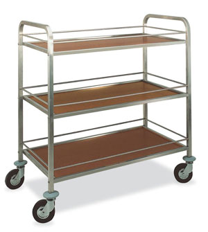 ТЕЛЕЖКА ОЛДАК ДЛЯ ОФИЦИАНТОВ ИЗ НЕРЖ. С ПОЛКАМИ ИЗ ЛАМИНАТА ТО 33.12 