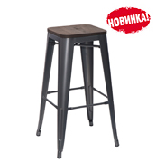 Стул барный S-0611 TOLIX WOOD серебро матовое сиденье темное дерево 