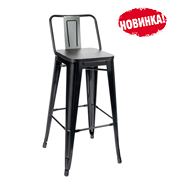 Стул барный S-0612 TOLIX WOOD черный глянцевый сиденье темное дерево 