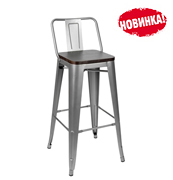 Стул барный S-0612 TOLIX WOOD серебро сиденье темное дерево 