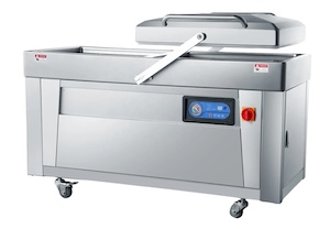 АППАРАТ УПАКОВОЧНЫЙ ВАКУУМНЫЙ PACKVAC VM-500 НАПОЛЬНЫЙ ДВУХКАМЕРНЫЙ, 4 ПЛАНКИ, С ОБРЕЗКОЙ