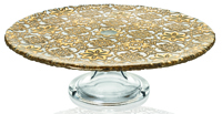 Подставка для торта на ножке ARABESQUE C отделкой золотыми листьями 32см 7409.2