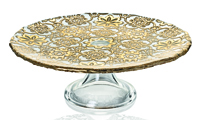 Подставка для торта на ножке ARABESQUE C отделкой золотыми листьями 26см 7410.2